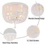 HMVPL 2-Lights Wooden Farmhouse Close to Ceiling Lights, White Wood Pendant Lighting Fixtures Swag Chandeliers Hanging Lamp for Kitchen Island Dining Room Bedroom Foyer Hallway Front Door