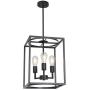 BONLICHT Rustic Hall Foyer Cage Chandelier 3-Light Vintage Industrial Farmhouse Lantern Square Pendant Hanging Lighting Black Kitchen Island Ceiling Light Fixture for Dining Room Hallway Bar