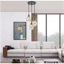 KALRI Vintage Kitchen Island Cognac Glass Chandelier Pendant Lighting Fixture with 3-Light, Antique Black Finish Ceiling Lights for Dining Room, Cafe, Bar (Style2-3)