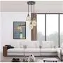 KALRI Vintage Kitchen Island Cognac Glass Chandelier Pendant Lighting Fixture with 3-Light, Antique Black Finish Ceiling Lights for Dining Room, Cafe, Bar (Style2-3)