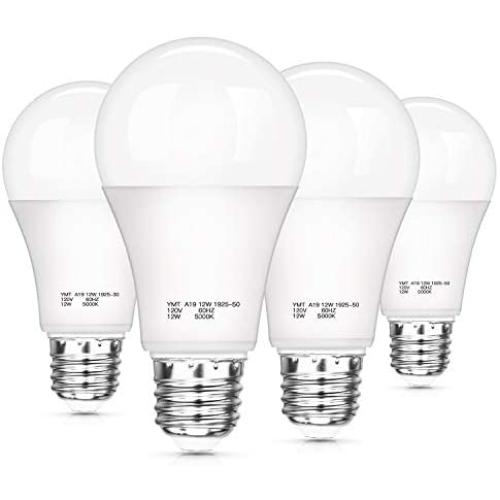 Dusk to Dawn Light Sensor Bulbs, A19 12W(100 Watt Equivalent) LED Auto On Off Light Bulbs, 1200 Lumens, E26 Base, Daylight White 5000K Smart Sensor Lights Outdoor Indoor for Porch Garage Yard, 4-Pack Dusk to Dawn Light Sensor Bulbs, A19 12W(100 Watt Equivalent) LED Auto On Off Light Bulbs, 1200 Lumens, E26 Base, Daylight White 5000K Smart Sensor Lights Outdoor Indoor for Porch Garage Yard, 4-Pack