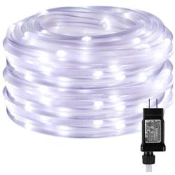 LE LED Rope Light with Timer, Low Voltage, 8 Mode, Waterproof, Daylight White, 33ft 100 LED, Indoor Outdoor Plug in Light Rope and String for Deck, Patio, Bedroom, Boat, Landscape Lighting and More