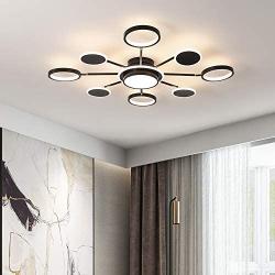 FangYanMei LED Chandelier Modern Acrylic Ceiling Lights Black Metal Lighting, Close to Ceiling Light Nordic Restaurant LED Pendant Lights Lamp Used for Living Room Bedroom Dining Room Lighting