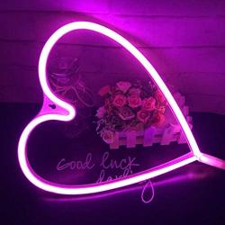 Neon Light,LED Heart Sign Shaped Decor Light,Wall Decor for Valentines Day,Birthday Party,Kids Room, Living Room, Wedding Party Decor (Pink)