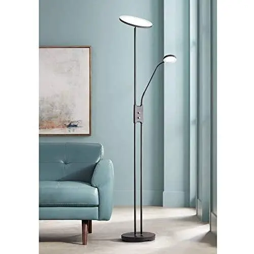 Taylor Modern Torchiere Floor Lamp with Side Light LED Satin Black Adjustable Head Dimmable for Living Room Reading Bedroom Office Uplight - 360 Lighting Taylor Modern Torchiere Floor Lamp with Side Light LED Satin Black Adjustable Head Dimmable for Living Room Reading Bedroom Office Uplight - 360 Lighting
