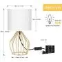 HAITRAL Gold Table Lamps Set of 2 - Minimalist Table Lamps, Modern Gold Lamp with Hollowed Out Base and White Fabric Shade, Small Nightstand Lamps for Living Room, Girls Room, Gifts - Gold