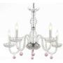 Murano Venetian Style Chandelier Lighting with Pink Crystal Balls! H 25'' W 24'' - Perfect for Kids and Girls Bedroom!