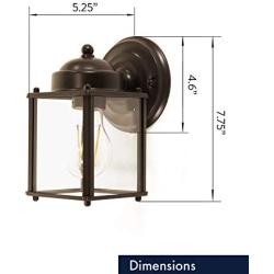 CORAMDEO Outdoor Square Coach Light for Porch, Patio, Deck, Barn, Wet Location, E26 Medium Base Socket, Durable Bronze Finish & Clear Glass