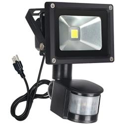 FAISHILAN Motion Sensor Flood Light 10W LED IP65 Waterproof Security Lights 6000K, 800 Lumen, US 3-Plug Outdoor Wall Light