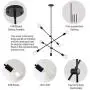 Sivilynus Modern Sputnik Chandelier Light Fixture 6 Lights Black Farmhouse Ceiling Hanging Mid Century Pendant Light for Dining Room Foyer Kitchen Island