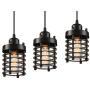 CMNNQ Mini Pendant Light, Metal Cage Shade Hanging Light Fixture, Adjustable Vintage Edison Farmhouse Lamp for Kitchen Island Dining Room Entryway Foyer Table Hallway, 3-Pack (Black)