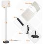 Lifeholder Floor Lamp, Mid Century Standing Lamp Include A Warm White Edison Bulb, 3 Way Dimmable Floor Lamp with Line Fabric Shade, Touch Floor Lamps Idea for Bedroom, Living Room or Office