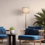 Brightech Emery - Mid Century Modern Floor Lamp for Bedroom Reading - Brighten Living Room Corners with A Free Standing Light - Tall Office Lighting with Drum Shade & Brass Finish