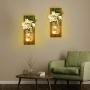 Decorative Mason Jar Wall Decor Rustic Wall Art Sconces Wall Decorations for Living Room Green Fake Plant Artificial Flowers and LED Strip Lights Design Home Bathoom Room Decor