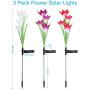 Weepong Flower Solar Lights Outdoor - 3 Pack Waterproof Lawn Solar Lights with 12 Lily Flowers, Color-Changing Solar Stakes Lights for Patio, Back Yard, Garden, Pathway, Walkway(White, Purple, Red)
