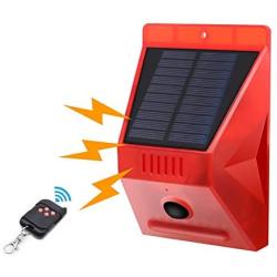 LINGSFIRE Solar Alarm, Solar Alarm Light with Motion Sensor, 129 Decibels Siren Sound Alert and 8 LEDs Flash Warning of Alarm Sensor Strobe Security Alarm System for Farm Home Outdoor Yard