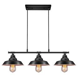 Industrial Kitchen Island Pendant Light, Elibbren Rustic Farmhouse 3-Lights Pendant, Vintage Hanging Light Fixture for Kitchen Dining Room