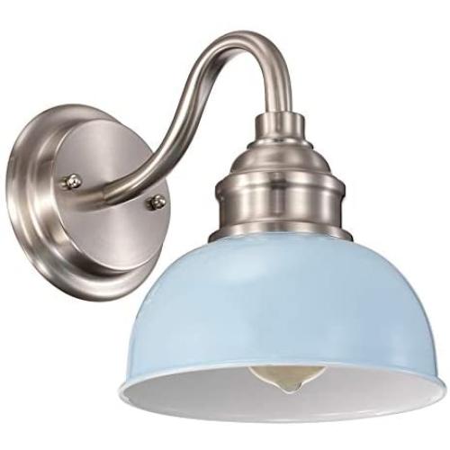 ACLand Wall Lamp Sconce Indoor Farmhouse Wall Mount Light Fixture Brushed Nickel and Blue Lighting for Vanity Bathroom Bedroom Hallway Living Room Reading Room