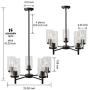 VINLUZ Contemporary 5-Light Large Chandeliers Oil Rubbed Bronze Modern Lighting Fixtures Hanging Clear Glass Shades Pendant Lighting for Dining Room Living Room Kitchen