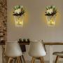 Mason Jar Wall Candlestick Lighting, Home Decoration, Living Room, Bathroom, Hanging Retro Wall Closet 6 Hours LED Lighting with Remote Control(2 Sets)