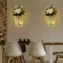 Mason Jar Wall Candlestick Lighting, Home Decoration, Living Room, Bathroom, Hanging Retro Wall Closet 6 Hours LED Lighting with Remote Control(2 Sets)