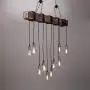 JiuZhuo Farmhouse Style Chandelier Rustic Wood Beam Large Linear Island Pendant Light 10-Light Chandelier Lighting Retro Industrial Style Chandeliers for Bar Kitchen Dining Room