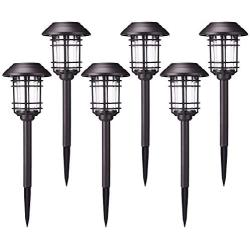 Azirier Solar Lights Outdoor Waterproof Outdoor Garden Lights, Solar Pathway Security Lights for OutdoorWall Backyard Fence Garage Garden Driveway 6 Pack