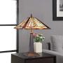 Cotoss Tiffany Table Lamp 2 Light Welding Table Lamp Stained Glass Lampshade Desk Lamp Mission Style Tiffany Lamps for Bedrooms Living Room