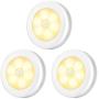 AMIR Upgraded Motion Sensor Light, Cordless Battery-Powered LED Night Light, Stick-Anywhere Closet Lights Stair Lights, Safe Lights for Hallway, Bathroom, Bedroom, Kitchen (Warm White - Pack of 3)