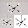Sputnik Chandeliers 6 Lights Modern Pendant Lighting Industrial Vintage Ceiling Light Fixture for Bedroom Bathroom Kitchen Livingroom Dining Room, Black