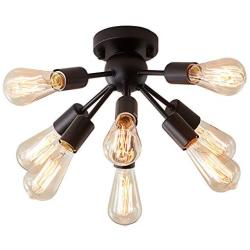 Mount Sputnik Ceiling Light with 8 Lights, Modern Antique Black Sputnik Industrial Ceiling Lamp Fixture for Kitchen Bathroom Study Living Room Dining Room Bed Room Foyer Entry Way Hallway