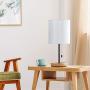 HAITRAL Wooden Table Lamp - Nightstand Desk Lamp with White Shade, Pull Chain Switch Bedside Lamp for Bedroom, Living Room, Kid Room, Dorm, Farmhouse, Home Office- White/Wooden …