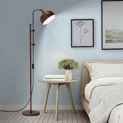Tangkula Industrial Floor Lamp, 65.5 Inches Rustic Standing Lamp w/ Adjustable Height & Lamp Head, Farmhouse Reading Craft & Task Floor Lamp for Living Room, Bedroom & Office (Bronze)
