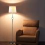 Dimmable White Floor Lamp Reyokale - Crystal Ball Floor Lamp for Living Room Modern, Silver Standing Floor Lamp with Dimmer, Metal Pole Tall Floor Lamp for Bedroom Office (LED Bulb Included)