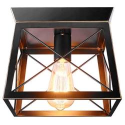 HMVPL Industrial Pendant Lighting Fixtures,Farmhouse Flush Mount Close to Ceiling Light Mini Ceiling Lamp One-Light for Kitchen Island Dining Room Bedroom Foyer Hallway