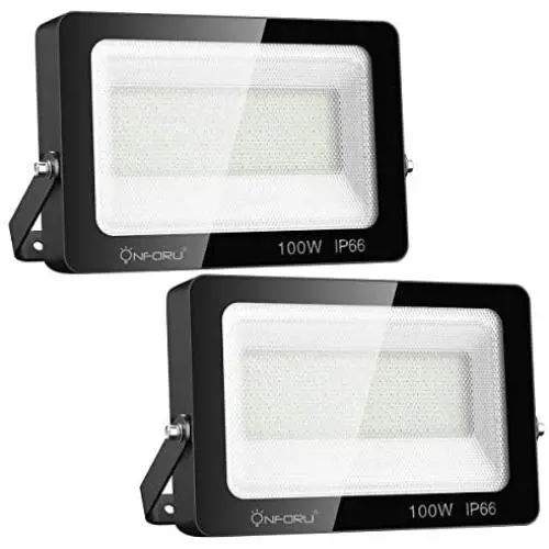 Onforu 2 Pack 100W LED Flood Light, Super Bright Security Lights, IP66 Waterproof Outdoor Flood Light, 5000K Daylight White Floodlight for Yard, Garden, Playground, Basketball Court