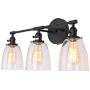 PUUPA Bathroom Vanity Lights, 3 Lights Indoor Modern Industrial Wall Light Fixtures Sconces with Clear Glass Shade for Porch Hallway Bedroom Living Room