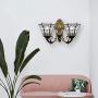 RUNNUP Elegant Tiffany Wall Sconce Iron Fence Stained Glass Adjustable Wall Light Vintage Lighting 2 Lights for Dining Room, Bathroom,Kitchen Bronze Finish