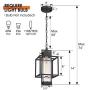 Osimir Outdoor Pendant Light Fixture, 1 Light Exterior Hanging Lantern Porch Light, 14'' Outside Lighting for House in Black Finish with Bubble Glass Lamp Shade 2375/1HL