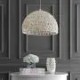 JONATHAN Y JYL6504A Campana 20'' Woven Rattan Dome LED Pendant, Scandinavian, Minimalist, Transitional for Kitchen, Living Room, Cream