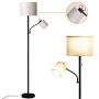Miceshu Floor Lamps for Bedroom, 68'' Tall Modern Standing Adjustable Side Reading Lamp, LED Fabric Shade Industrial Lamps with 1.8m Cable for Living Room, Apartment, Office Standing Lamp