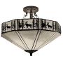 LITFAD Lodge Style Ceiling Lamp 110V-120V Deer Pattern Flush Mount Ceiling Light, Up Lighting LED Pendant Lighting Ceiling Hanging Light for Living Room Dining Room Bedroom Restaurant