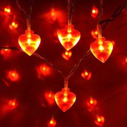 80 LEDs 32.8 ft Red Heart Shaped String Lights Valentines Day String Lights Twinkle Fairy Decorative Lights for Bedroom Wedding Indoor Outdoor Party Valentines Day Decor, Warm Light