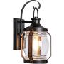 Canyon Outdoor Indoor Wall Light Fixture, LED Bulb Included, Black Wall Lighting, Architectural Wall Sconce with Clear Glass Shade for Entryway, Porch, Front Door, ETL