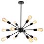 Loclgpm Modern Black Sputnik Chandelier, 12 Light Metal Pendant Lighting, Ceiling Light Fixture for Living Room, Dining Room, Bedroom, Kitchen Island, Restaurant with Adjustable Base