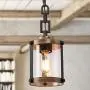 LOG BARN Pendant Lighting for Kitchen Island, Farmhouse Mini Chandelier in Faux Wood Metal with Bubbled Glass Shade, Rustic Ceiling Fixture Hanging for Dining Room, Hallway