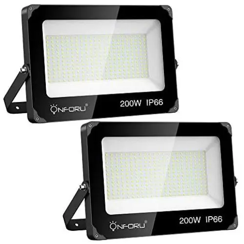 Onforu 2 Pack 200W LED Flood Light, 22000lm Super Bright Security Lights, IP66 Waterproof Outdoor Flood Light, 5000K Daylight White Floodlight for Yard, Garden, Playground, Basketball Court Onforu 2 Pack 200W LED Flood Light, 22000lm Super Bright Security Lights, IP66 Waterproof Outdoor Flood Light, 5000K Daylight White Floodlight for Yard, Garden, Playground, Basketball Court
