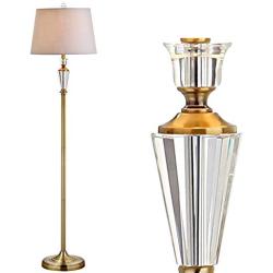 JONATHAN Y JYL2029A Harper 61'' Crystal/Metal LED Floor Lamp Contemporary,Transitional,Traditional for Bedrooms, Living Room, Office, Reading, BrassGold/Clear