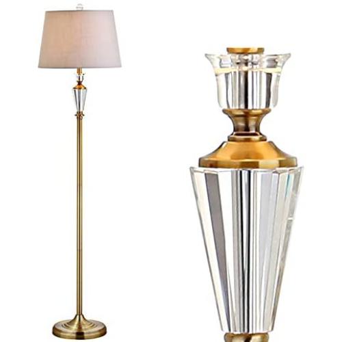 JONATHAN Y JYL2029A Harper 61'' Crystal/Metal LED Floor Lamp Contemporary,Transitional,Traditional for Bedrooms, Living Room, Office, Reading, BrassGold/Clear