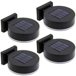 MAGGIFT 12 LEDs Solar Fence Lights Wall Mount, 10 Lumen Solar Deck Lights Solar Porch Lights Wall Sconce Warm White Lights for Outdoor, Steps, Yard, Garden, Garage, Patio, Driveway, 4 Pack